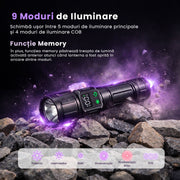 schimba usor intre cele 5 moduri de iluminare principale si 4 moduri de iluminare cob