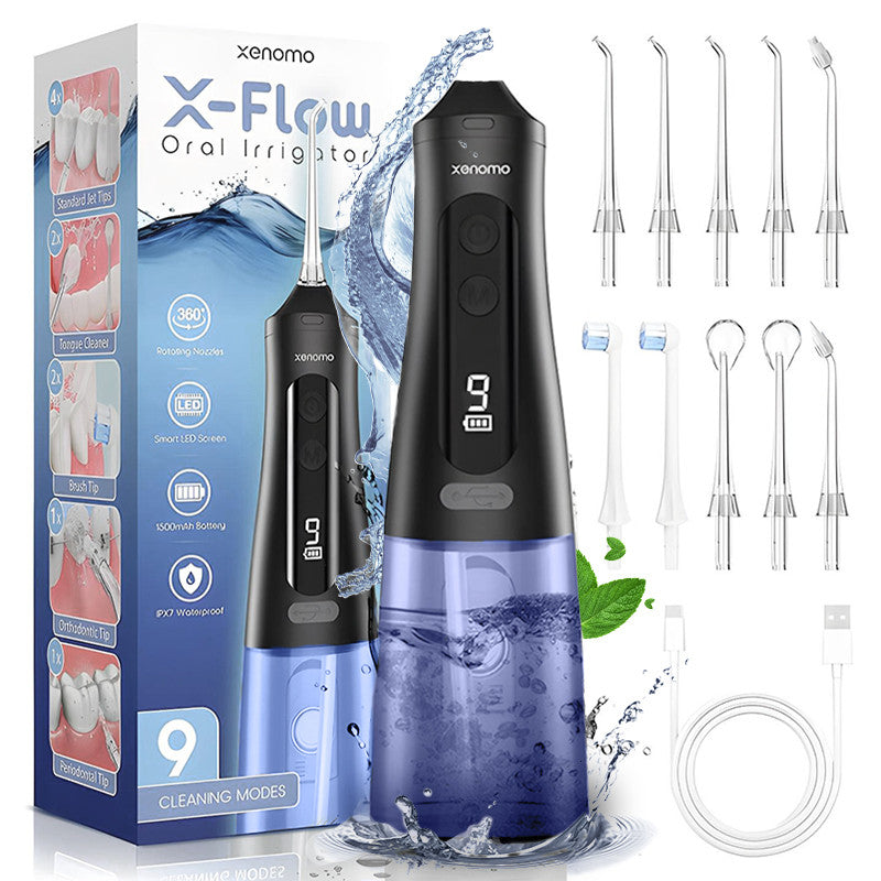 Irigator Bucal Profesional Tip Dus Bucal Xenomo X-FLOW , Culoare Negru-Albastru
