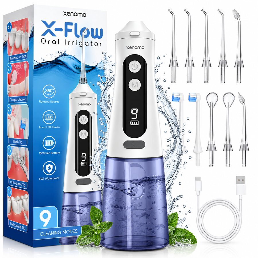 Irigator Bucal Profesional Tip Dus Bucal Xenomo X-FLOW , Alb-Albastru