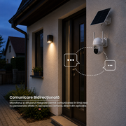 microfonul si difuzorul integrate permit comunicarea in timp real cu persoanele aflate in apropierea camerei, direct din aplicatie
