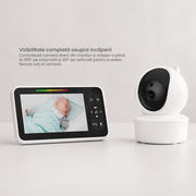 controleaza camera direct din monitor si roteste-o pana la 355 de grade pe orizontala is 12 de grade pe verticala pentru a vedea fiecare colt al camerei