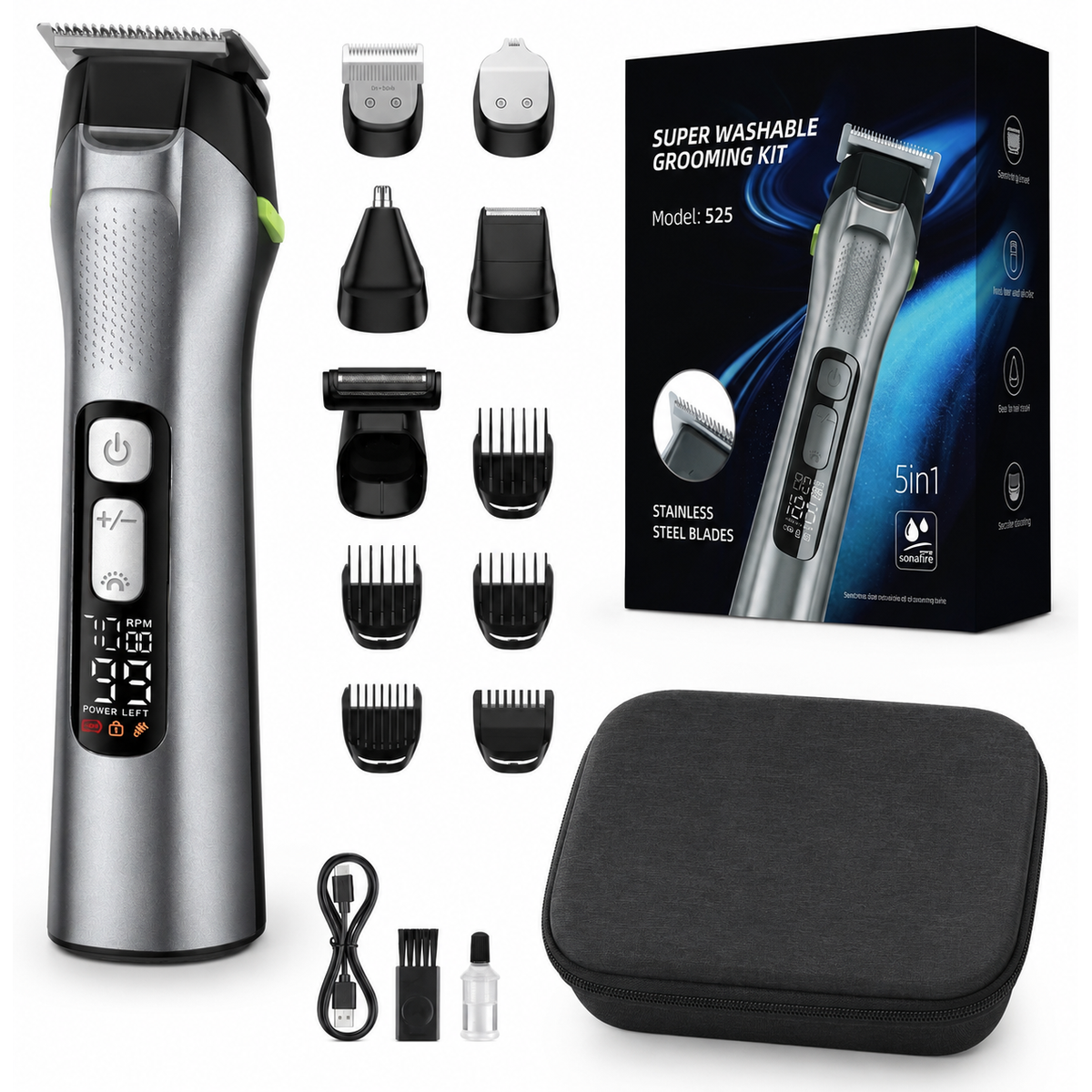 Masina de tuns si aparat de ras 5 in 1 Xenomo® EliteCut
